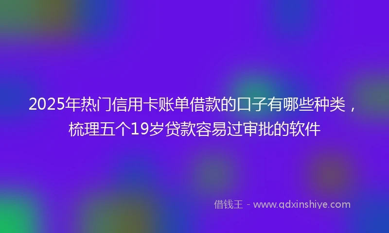 2025年热门信用卡账单借款的口子有哪些种类，梳理五个19岁贷款容易过审批的软件
