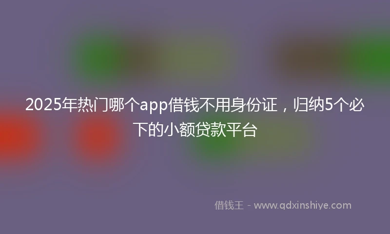 2025年热门哪个app借钱不用身份证，归纳5个必下的小额贷款平台