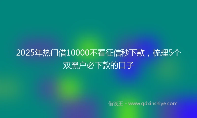 2025年热门借10000不看征信秒下款,梳理5个双黑户必下款的口子