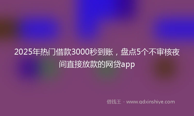 2025年热门借款3000秒到账，盘点5个不审核夜间直接放款的网贷app