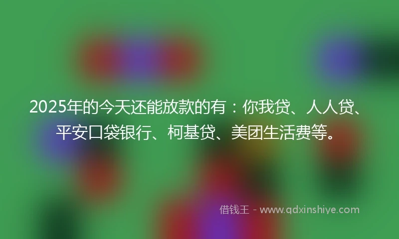 2025年的今天还能放款的有：你我贷、人人贷、平安口袋银行、柯基贷、美团生活费等。