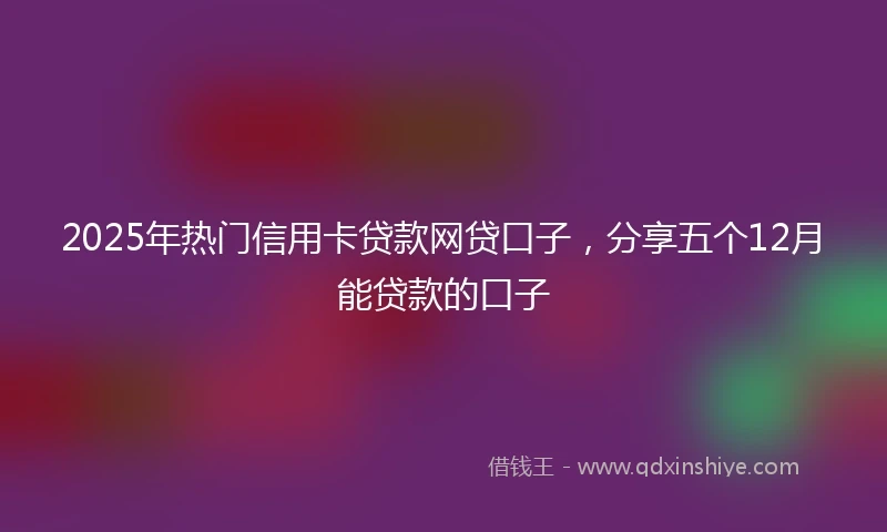 2025年热门信用卡贷款网贷口子,分享五个12月能贷款的口子