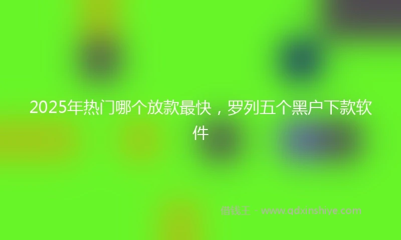 2025年热门哪个放款最快，罗列五个黑户下款软件