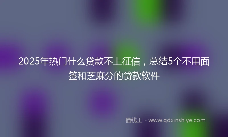 2025年热门什么贷款不上征信，总结5个不用面签和芝麻分的贷款软件