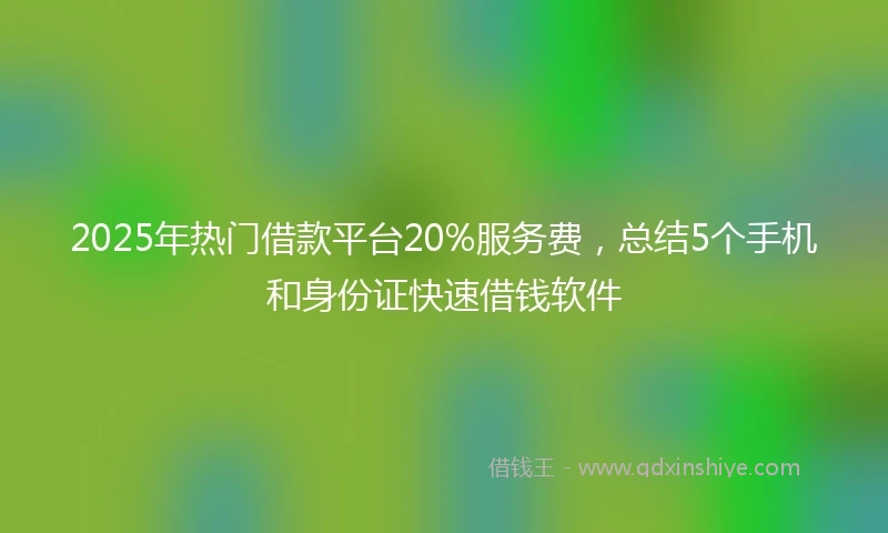 2025年热门借款平台20%服务费，总结5个手机和身份证快速借钱软件