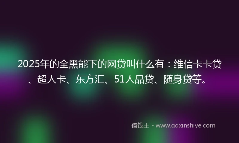 2025年的全黑能下的网贷叫什么有：维信卡卡贷、超人卡、东方汇、51人品贷、随身贷等。