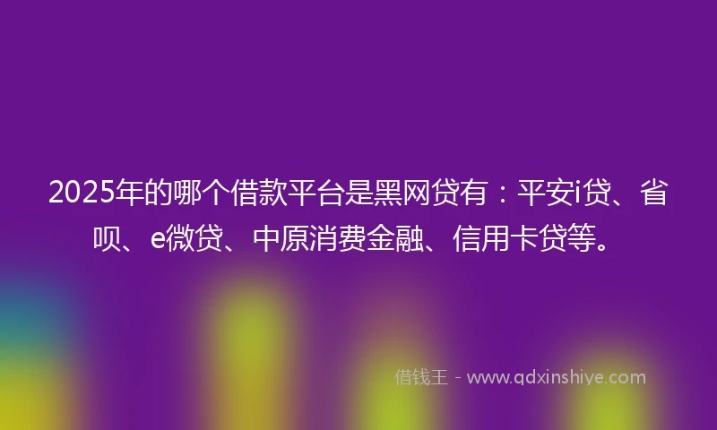 2025年的哪个借款平台是黑网贷有：平安i贷、省呗、e微贷、中原消费金融、信用卡贷等。