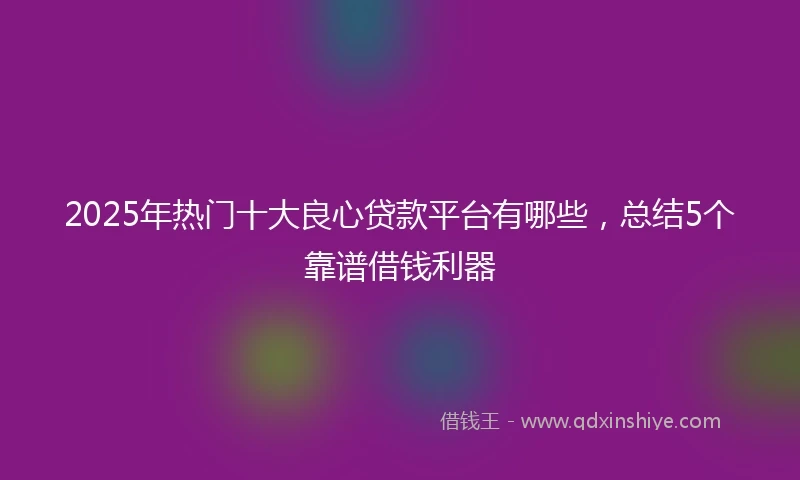 2025年热门十大良心贷款平台有哪些，总结5个靠谱借钱利器