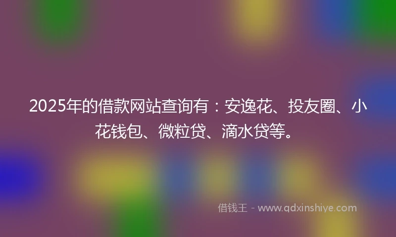 2025年的借款网站查询有：安逸花、投友圈、小花钱包、微粒贷、滴水贷等。