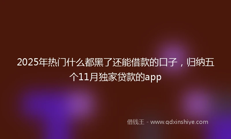 2025年热门什么都黑了还能借款的口子，归纳五个11月独家贷款的app