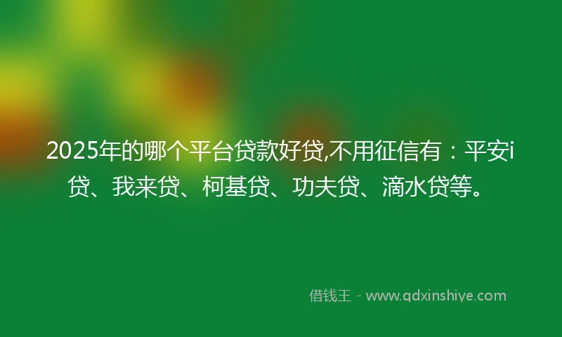 2025年的哪个平台贷款好贷,不用征信有：平安i贷、我来贷、柯基贷、功夫贷、滴水贷等。