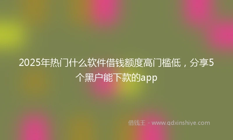 2025年热门什么软件借钱额度高门槛低，分享5个黑户能下款的app