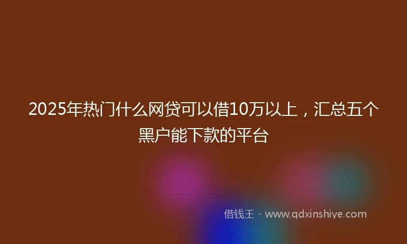 2025年热门什么网贷可以借10万以上，汇总五个黑户能下款的平台