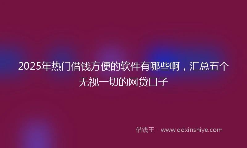 2025年热门借钱方便的软件有哪些啊，汇总五个无视一切的网贷口子