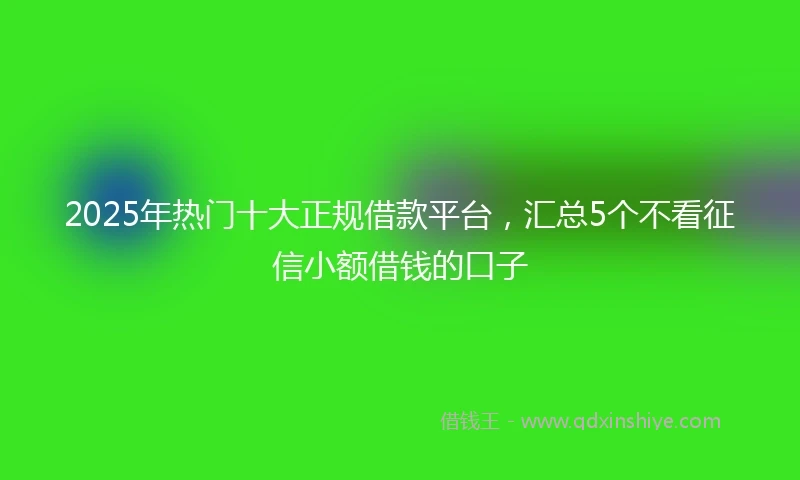 2025年热门十大正规借款平台，汇总5个不看征信小额借钱的口子