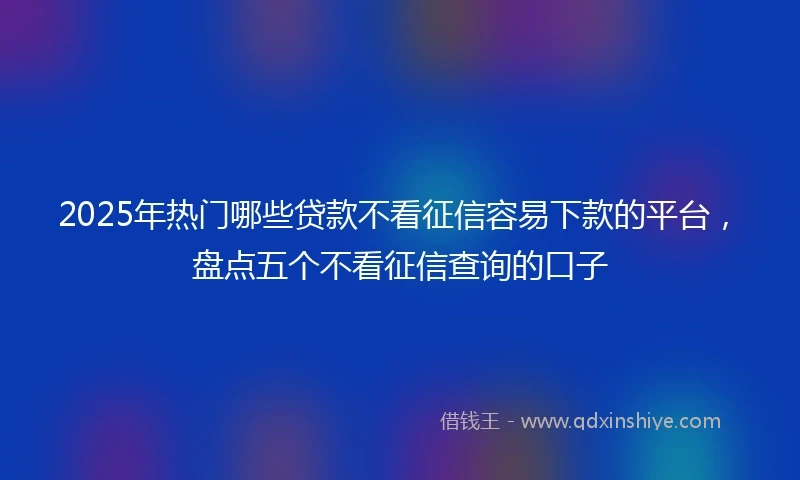 2025年热门哪些贷款不看征信容易下款的平台，盘点五个不看征信查询的口子