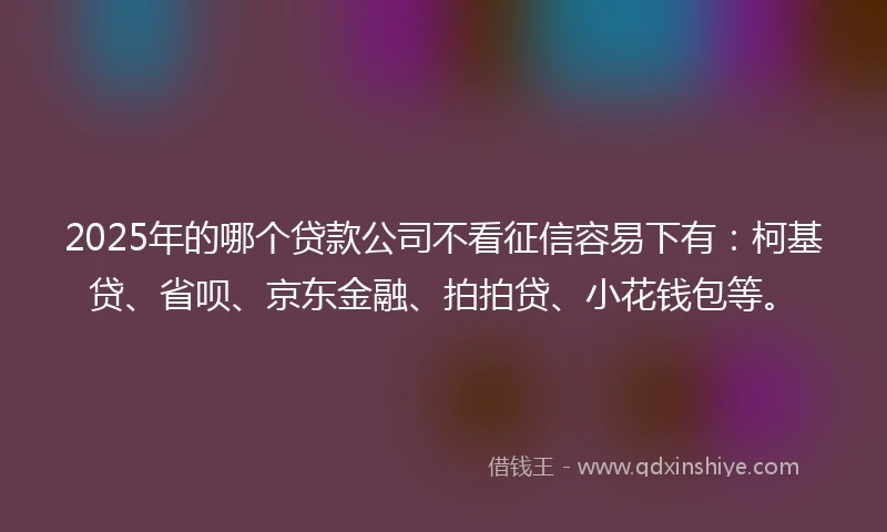 2025年的哪个贷款公司不看征信容易下有：柯基贷、省呗、京东金融、拍拍贷、小花钱包等。
