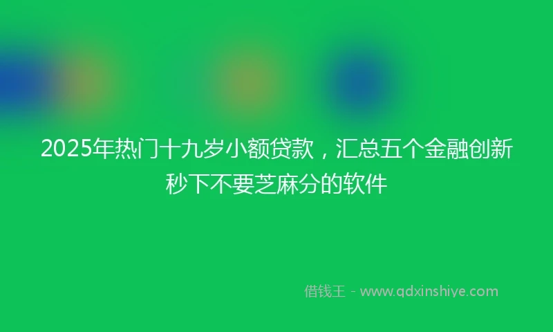2025年热门十九岁小额贷款，汇总五个金融创新秒下不要芝麻分的软件