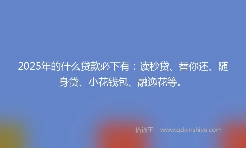 2025年的什么贷款必下有:读秒贷、替你还、随身贷、小花钱包、融逸花等。
