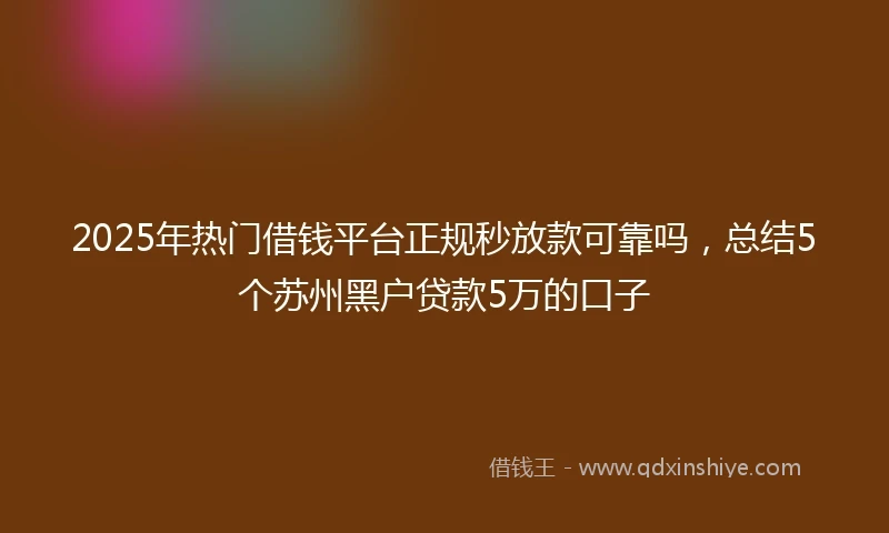 2025年热门借钱平台正规秒放款可靠吗，总结5个苏州黑户贷款5万的口子