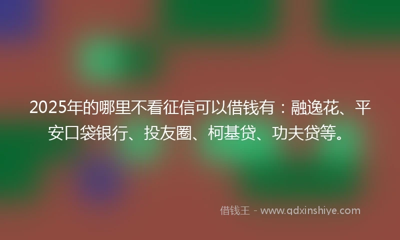 2025年的哪里不看征信可以借钱有：融逸花、平安口袋银行、投友圈、柯基贷、功夫贷等。