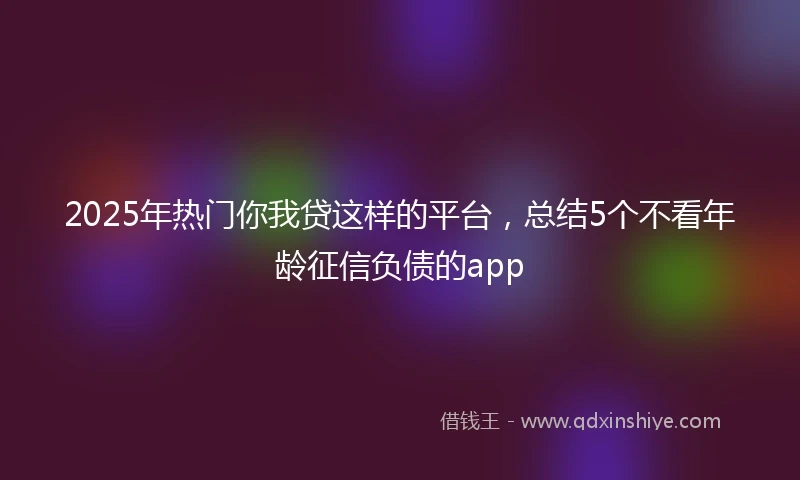 2025年热门你我贷这样的平台，总结5个不看年龄征信负债的app