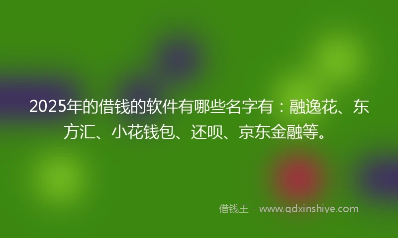 2025年的借钱的软件有哪些名字有：融逸花、东方汇、小花钱包、还呗、京东金融等。