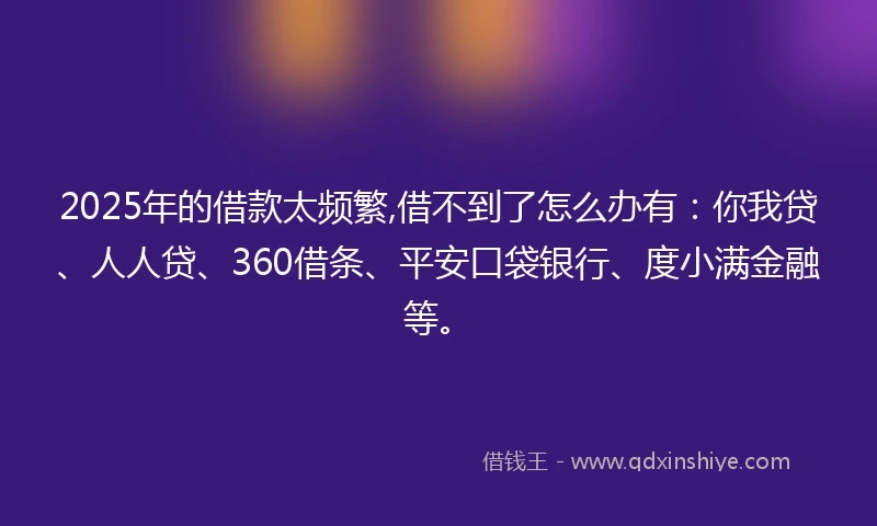 2025年的借款太频繁,借不到了怎么办有：你我贷、人人贷、360借条、平安口袋银行、度小满金融等。