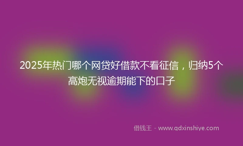 2025年热门哪个网贷好借款不看征信，归纳5个高炮无视逾期能下的口子