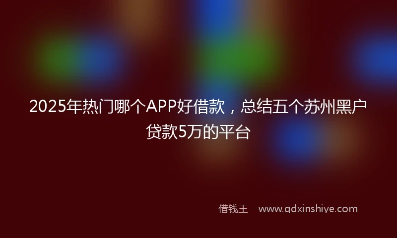 2025年热门哪个APP好借款，总结五个苏州黑户贷款5万的平台
