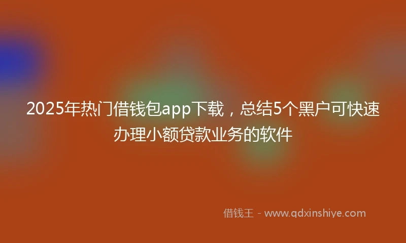 2025年热门借钱包app下载，总结5个黑户可快速办理小额贷款业务的软件