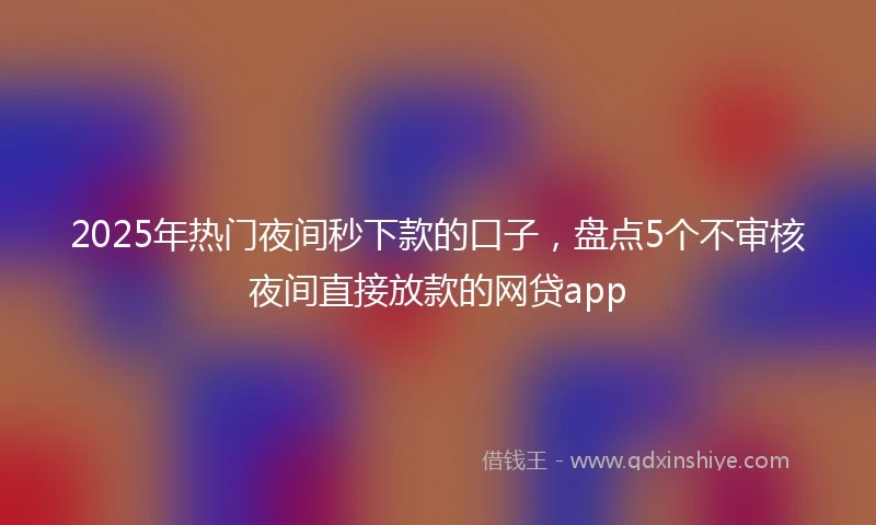 2025年热门夜间秒下款的口子,盘点5个不审核夜间直接放款的网贷app