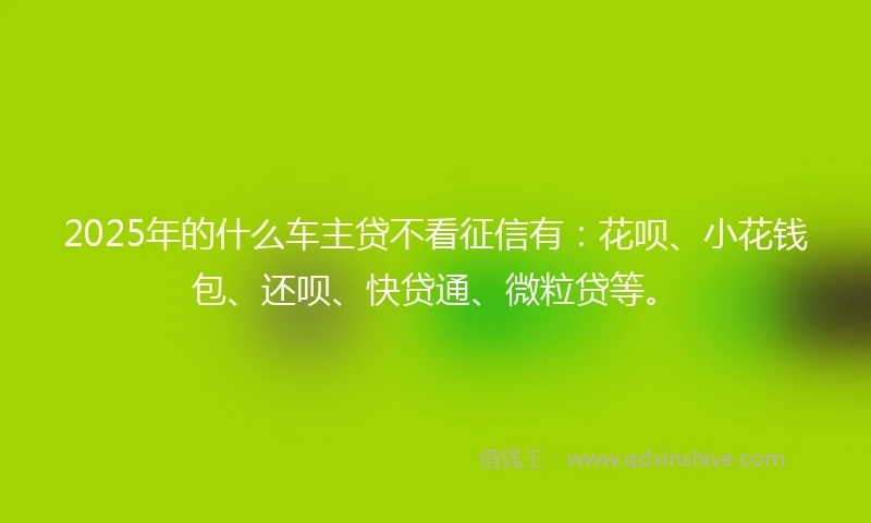 2025年的什么车主贷不看征信有:花呗、小花钱包、还呗、快贷通、微粒贷等。
