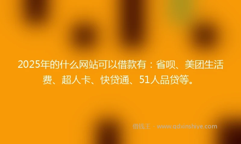 2025年的什么网站可以借款有:省呗、美团生活费、超人卡、快贷通、51人品贷等。