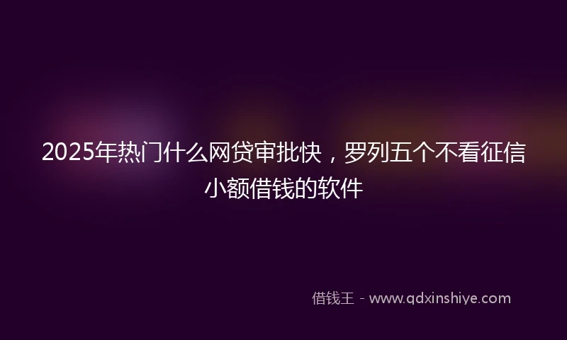 2025年热门什么网贷审批快，罗列五个不看征信小额借钱的软件