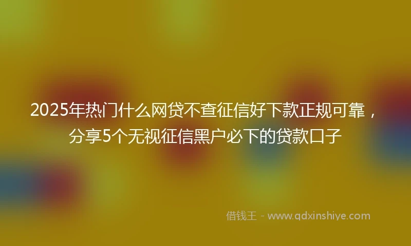 2025年热门什么网贷不查征信好下款正规可靠，分享5个无视征信黑户必下的贷款口子