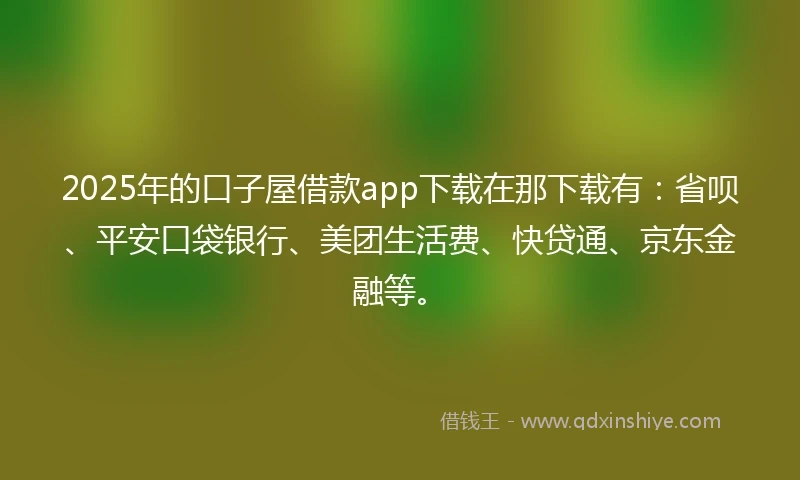 2025年的口子屋借款app下载在那下载有:省呗、平安口袋银行、美团生活费、快贷通、京东金融等。