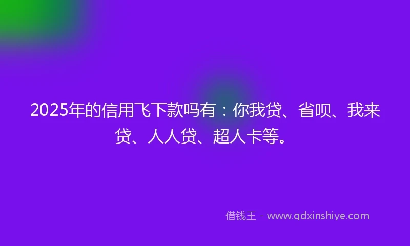2025年的信用飞下款吗有：你我贷、省呗、我来贷、人人贷、超人卡等。