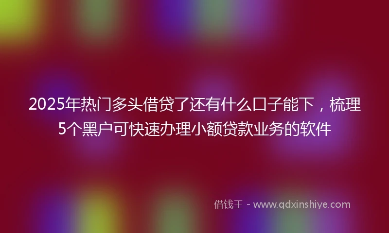 2025年热门多头借贷了还有什么口子能下,梳理5个黑户可快速办理小额贷款业务的软件