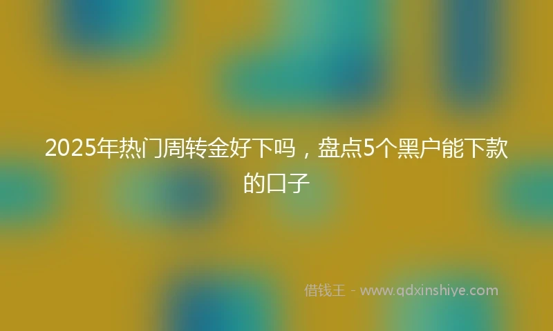 2025年热门周转金好下吗，盘点5个黑户能下款的口子