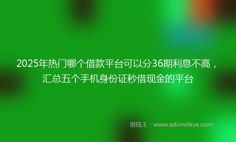 2025年热门哪个借款平台可以分36期利息不高，汇总五个手机身份证秒借现金的平台