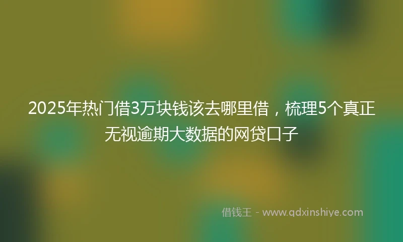 2025年热门借3万块钱该去哪里借，梳理5个真正无视逾期大数据的网贷口子
