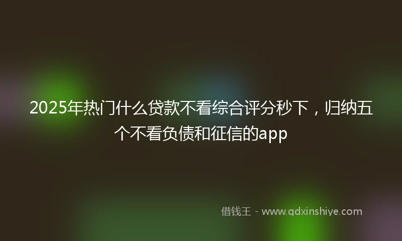 2025年热门什么贷款不看综合评分秒下，归纳五个不看负债和征信的app