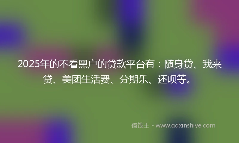 2025年的不看黑户的贷款平台有：随身贷、我来贷、美团生活费、分期乐、还呗等。