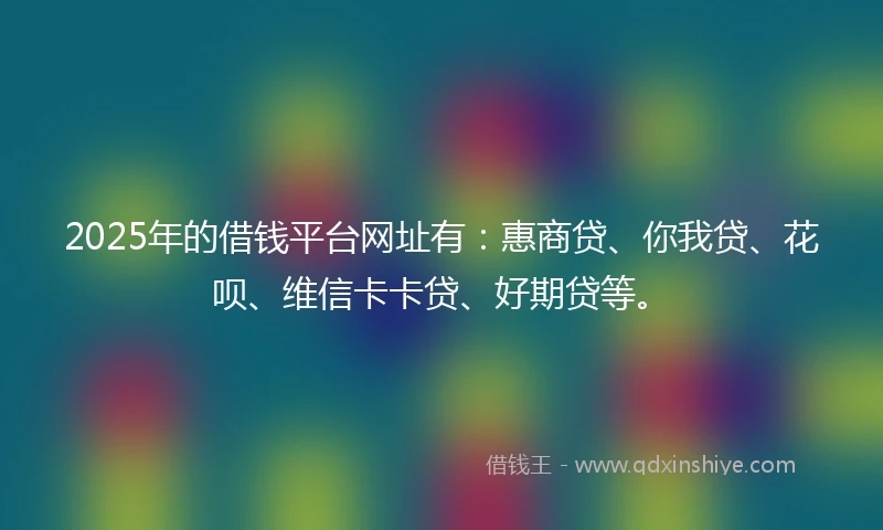 2025年的借钱平台网址有：惠商贷、你我贷、花呗、维信卡卡贷、好期贷等。