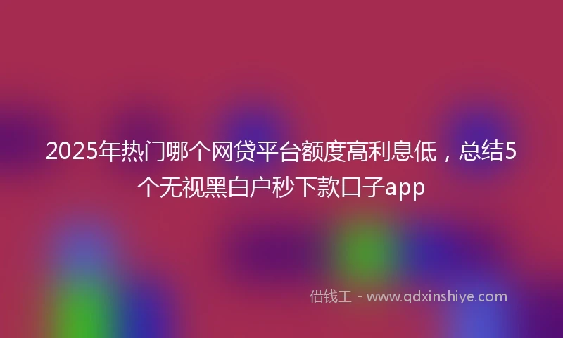 2025年热门哪个网贷平台额度高利息低，总结5个无视黑白户秒下款口子app