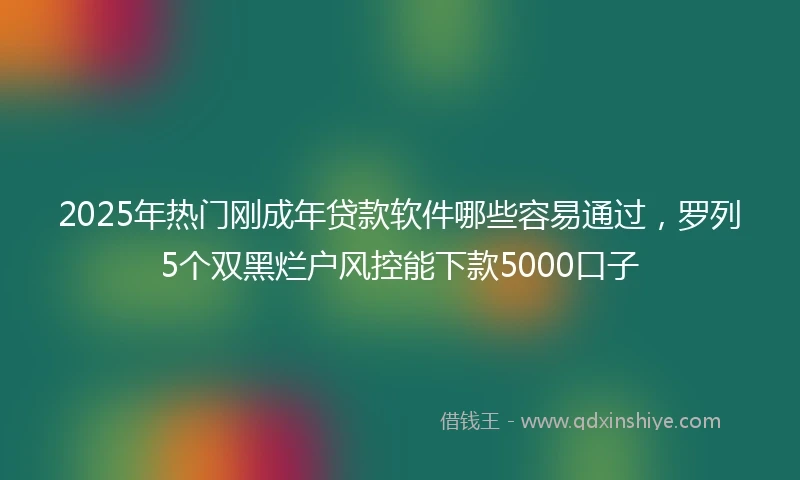2025年热门刚成年贷款软件哪些容易通过，罗列5个双黑烂户风控能下款5000口子