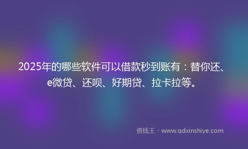 2025年的哪些软件可以借款秒到账有：替你还、e微贷、还呗、好期贷、拉卡拉等。