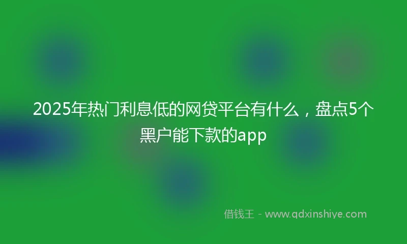 2025年热门利息低的网贷平台有什么，盘点5个黑户能下款的app