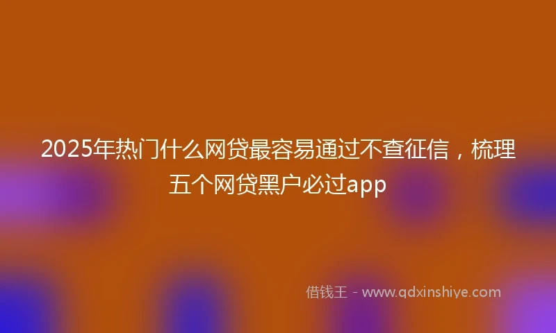 2025年热门什么网贷最容易通过不查征信，梳理五个网贷黑户必过app